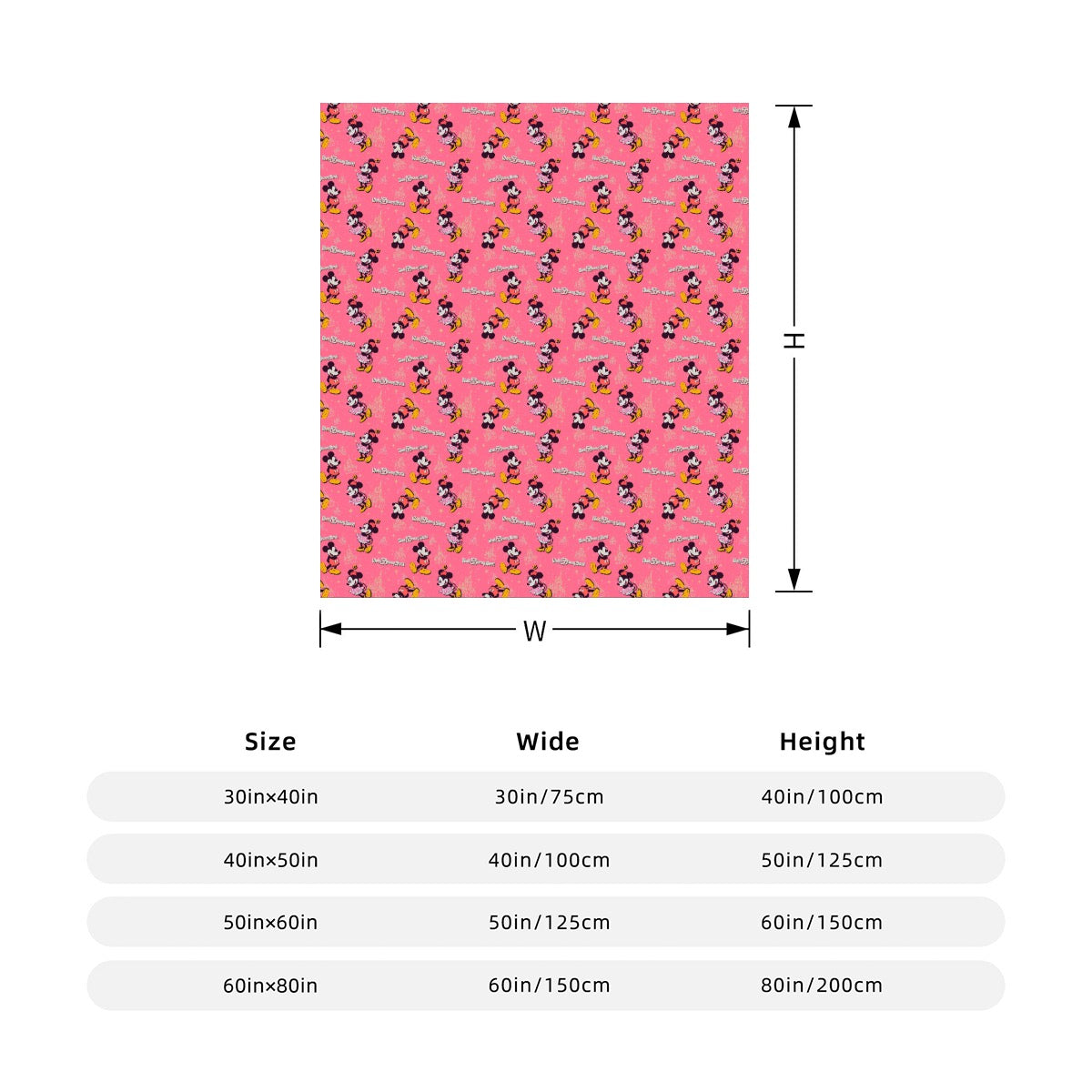 Pink Mouse exclusive design Polyester Multiple Sizes Throw Blanket