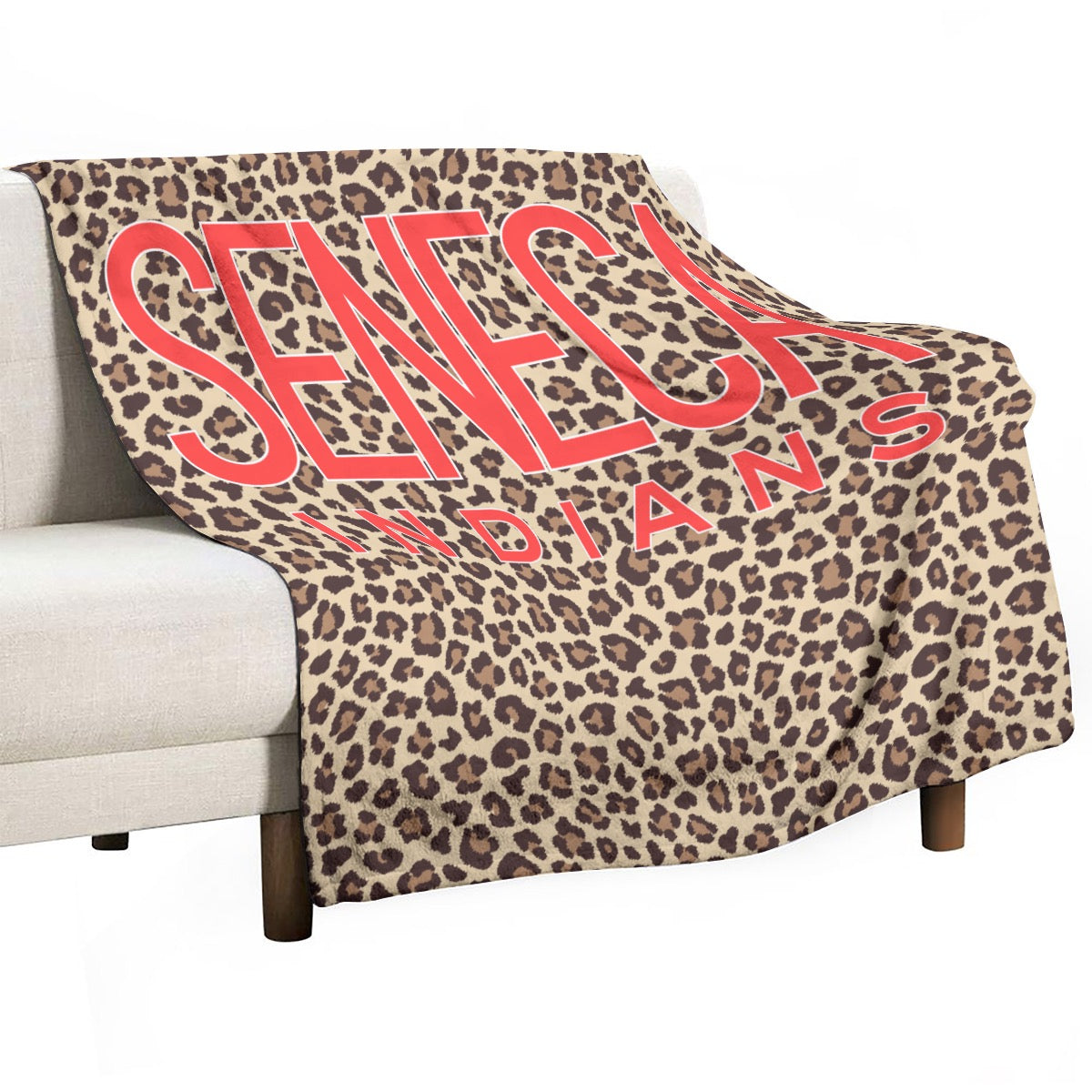 Seneca Indians Cheetah Print with Red Lettering ~SweetPea & Sage Collective Exclusive Design~Single-Side Printing Blanket