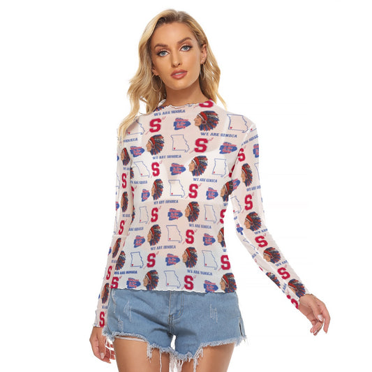 Seneca Indians Seamless ~ SweetPea & Sage Exclusive Design ~All-Over Print Women's Mesh T-shirt