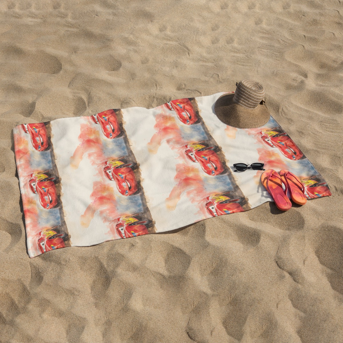 Red Car exclusive design 52”x32” Microfiber Polyester Beach Towel
