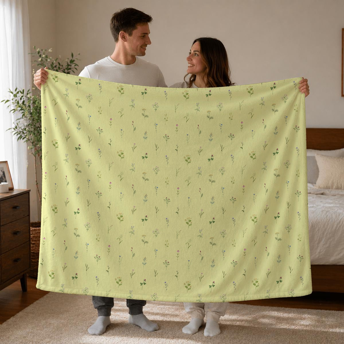 Yellow Dainty Flowers Blanket multiple sizes available