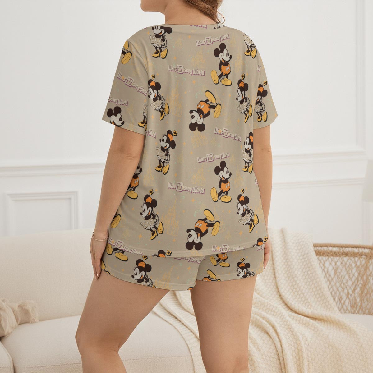 Brown Mouse exclusive design Brushed Poly-Spandex Women’s Matching Short Sleeve Top & Shorts Pajama Lounge Set