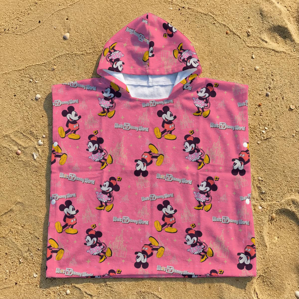 Pink Mouse exclusive design Absorbent Polyester Terry Cloth Kids Hooded Towel Poncho