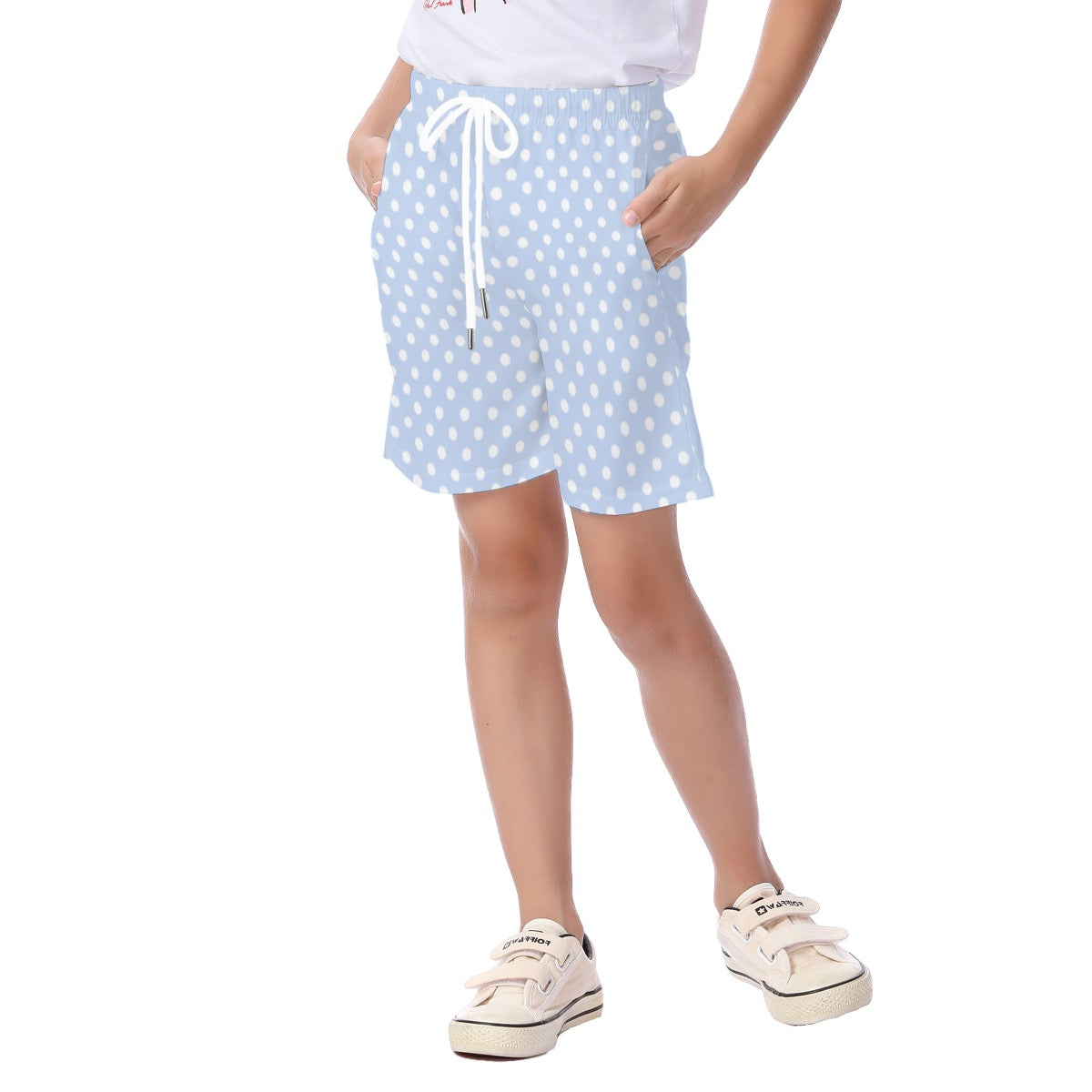 Boys Blue and White Polka Dot Shorts with drawstring & pockets