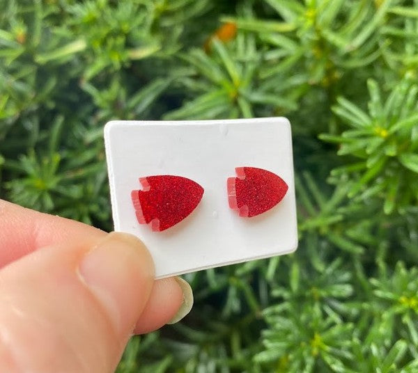 Red Arrowhead Chiefs KC Acrylic Stud Earring