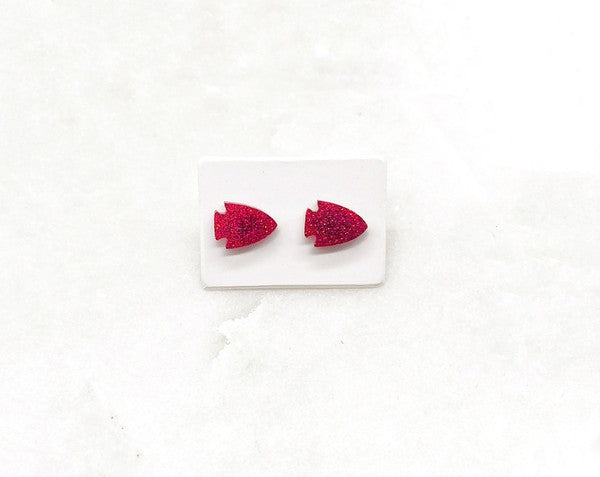 Red Arrowhead Chiefs KC Acrylic Stud Earring