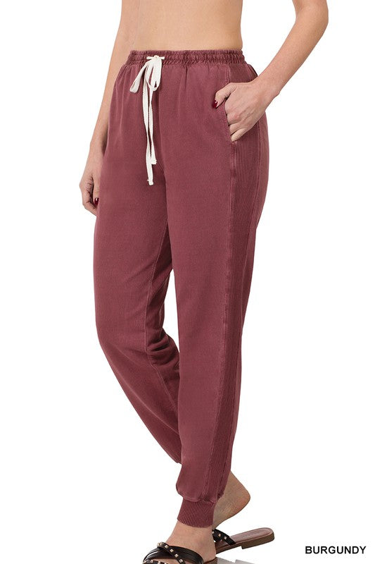 PIGMENT DYE DRAWSTRING WAIST JOGGER PANTS