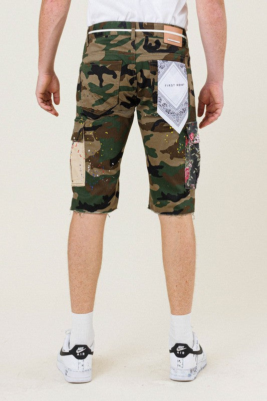 Flowers Patch Camo Cargo Short