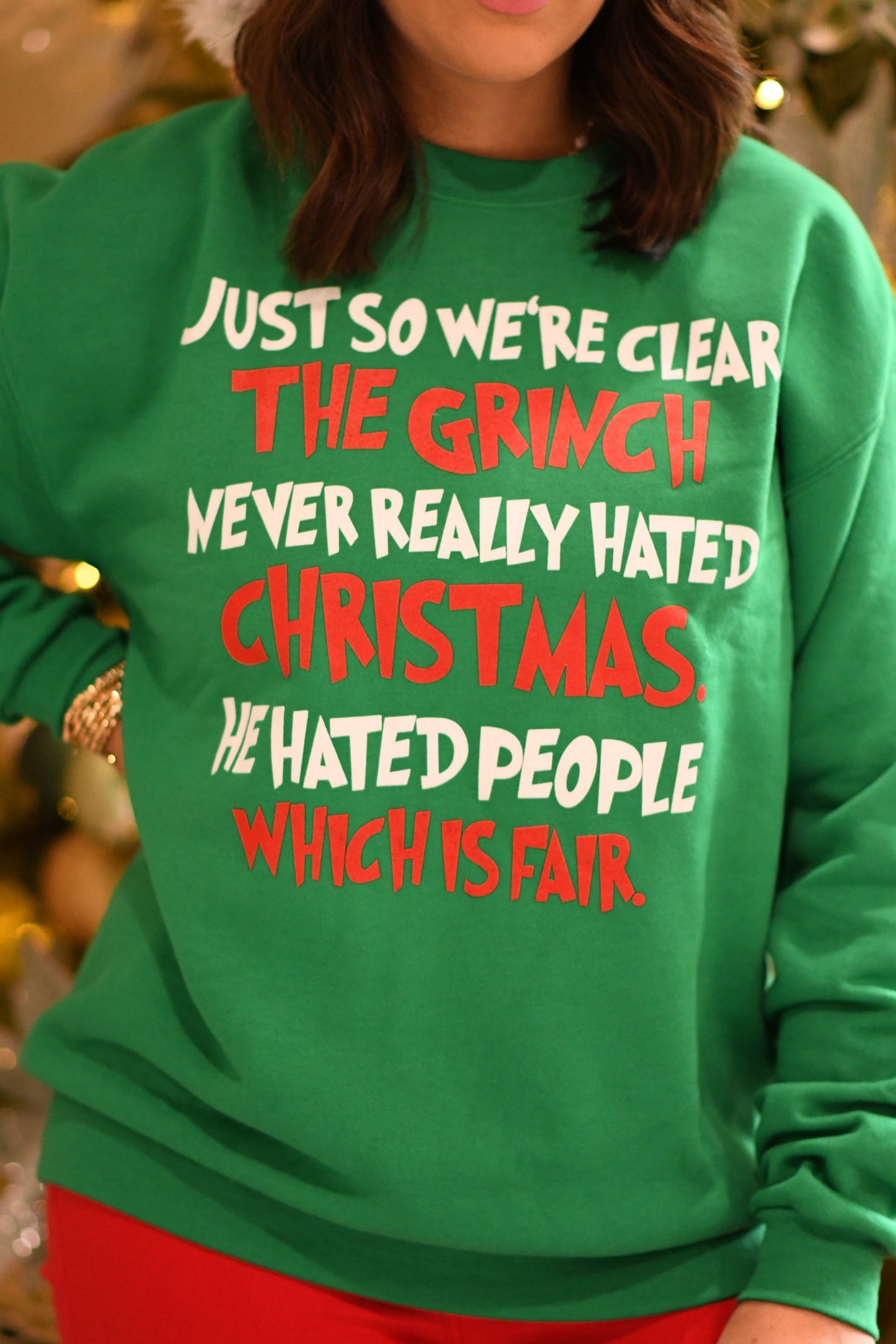 RTS Just So We’re Clear Grinch Sweatshirt/Tee