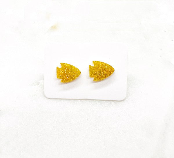 Gold Arrowhead Chiefs KC Acrylic Stud Earring