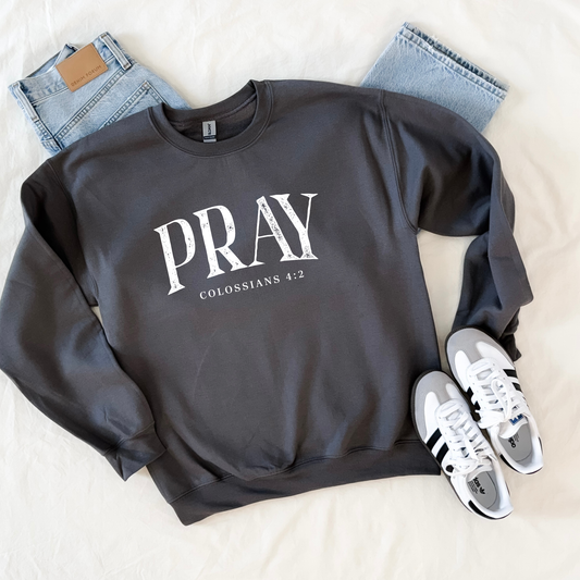 PRAY Faith Sweatshirt Minimalist Design | Gildan