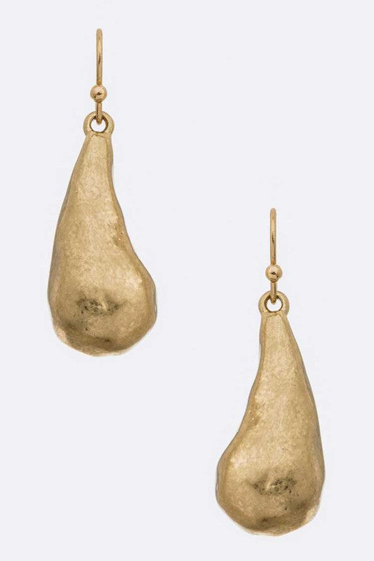 Organic Teardrop Iconic Metal Earrings