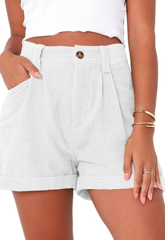 High waisted corduroy shorts