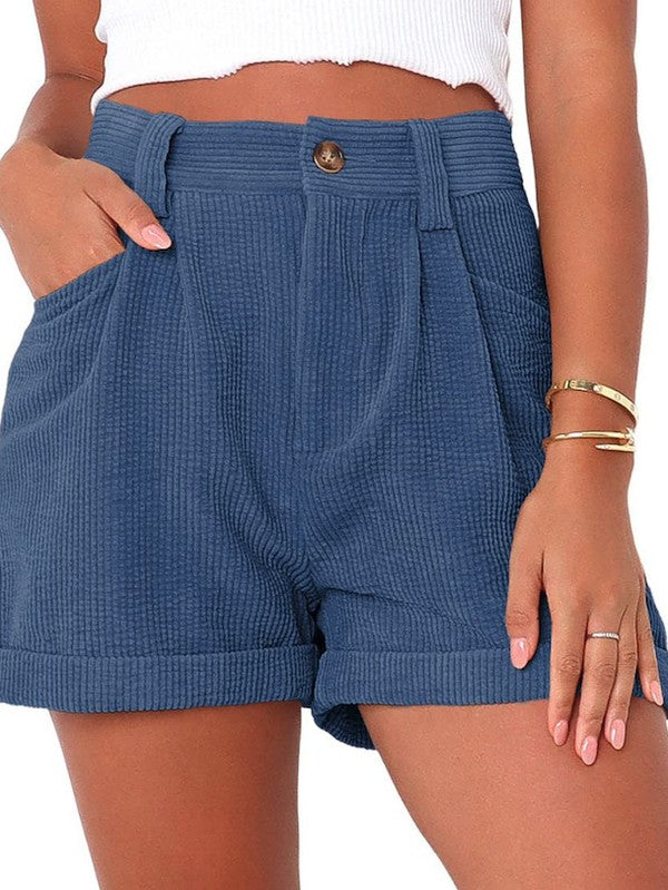 High waisted corduroy shorts