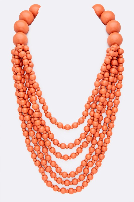 Multi Strand Wooden Beads Necklace