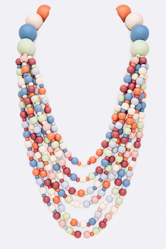 Multi Strand Wooden Beads Necklace