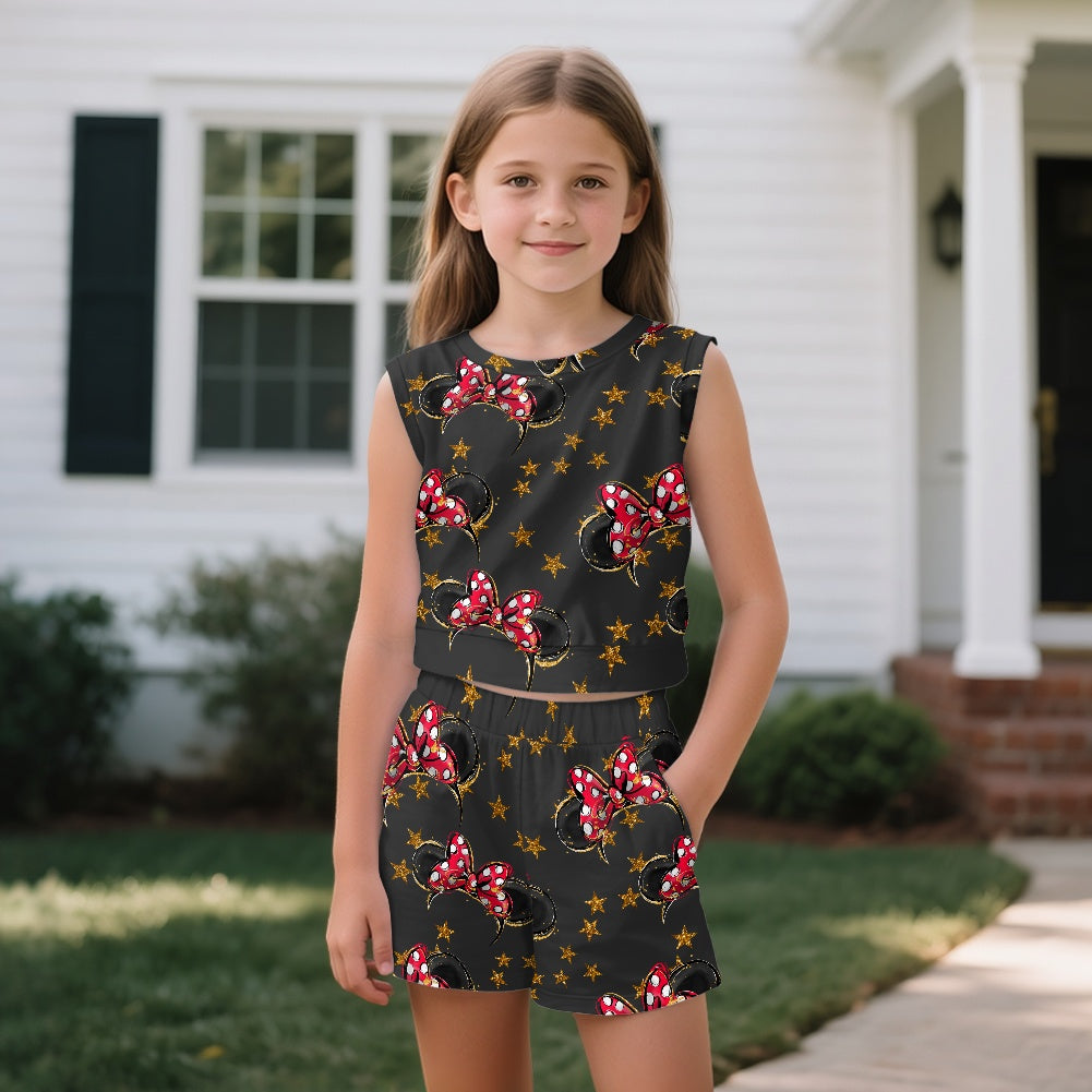 Black Mouse Girls' Sleeveless Top & Shorts Set