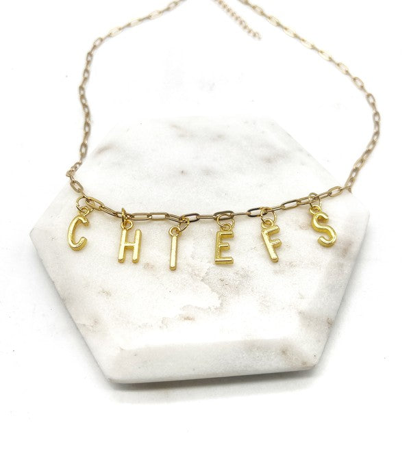 Gold KC Chiefs Charm Necklace Kansas City