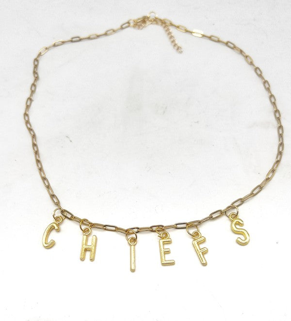 Gold KC Chiefs Charm Necklace Kansas City