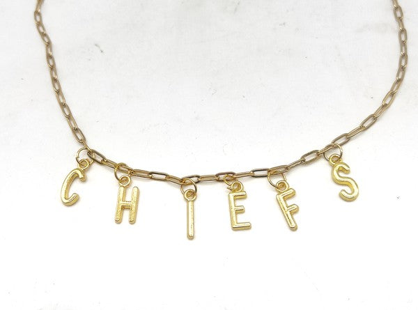 Gold KC Chiefs Charm Necklace Kansas City