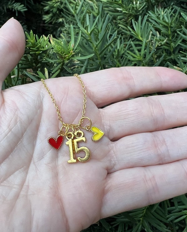 Gold 15 Mahomes Kansas City Charm Necklace Chiefs