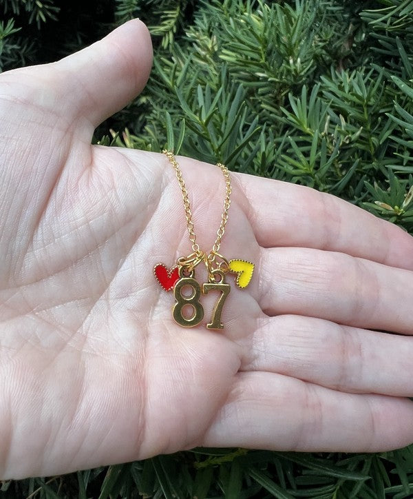 Gold 87 Kelce Kansas City Charm Necklace Chiefs