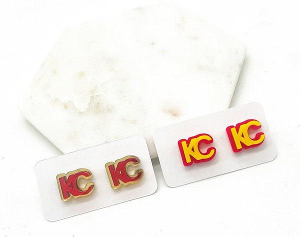 KC Chiefs Acrylic Stud Earrings