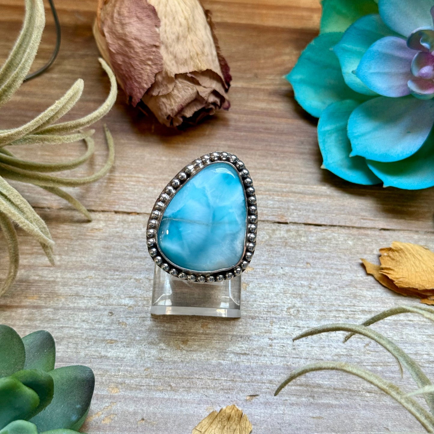 MJ Ring Free-Form Larimar Sterling Silver Ring