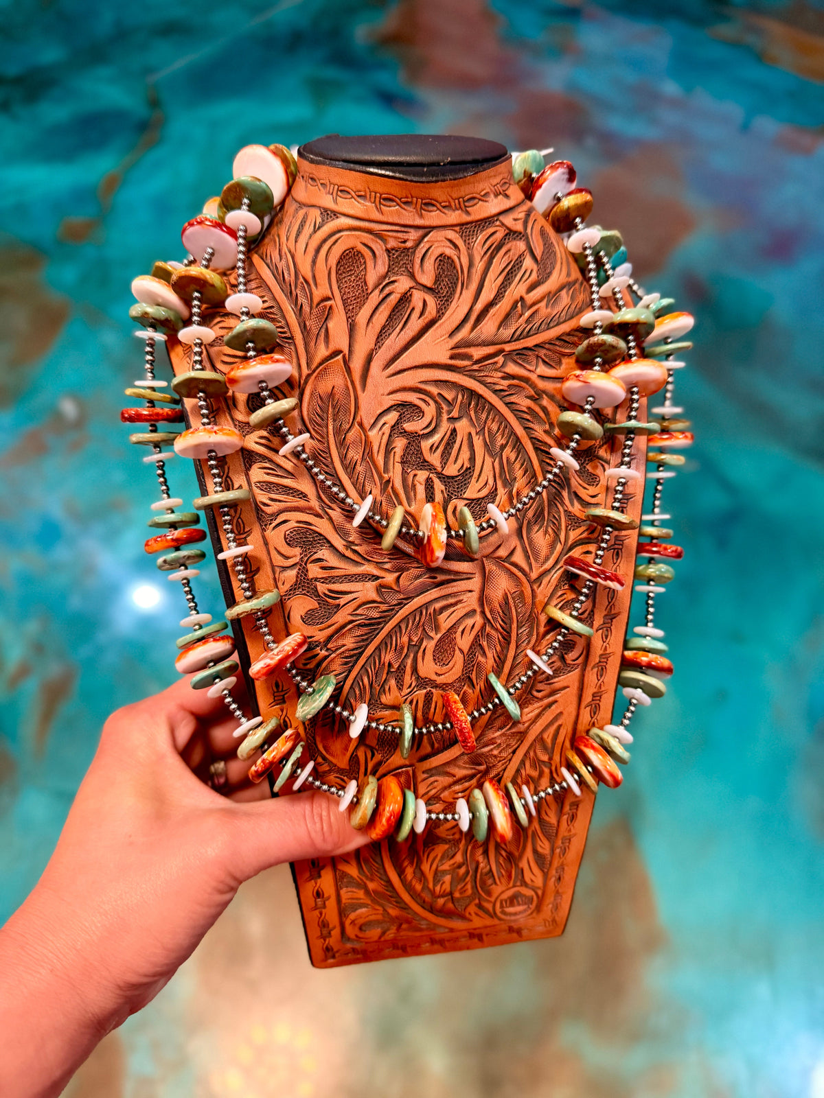 One Time Pieces – Fall Turquoise, Spiny Oyster & White Shell Necklaces