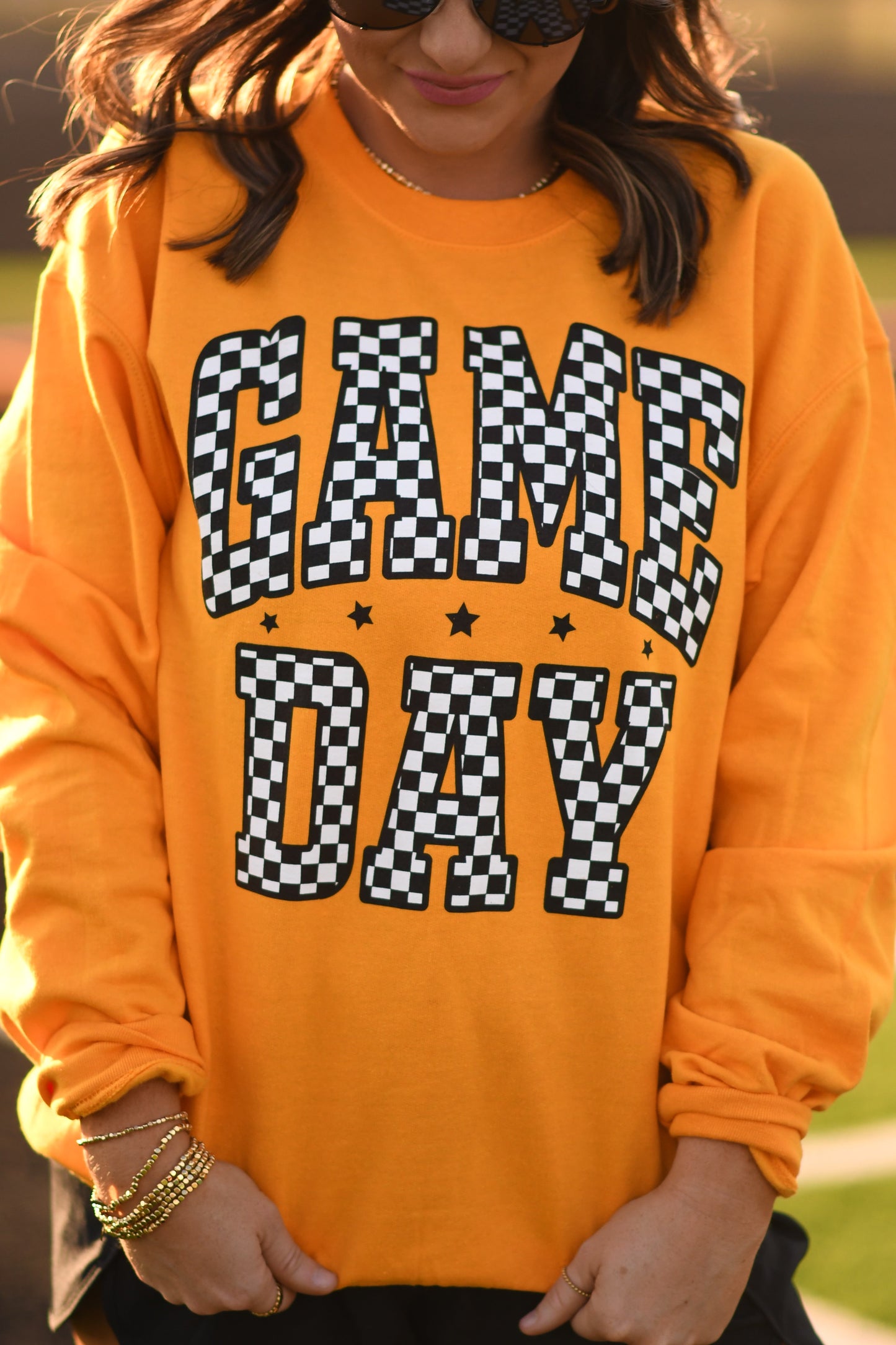 **SALE** RTS Gold Checkered Game Day Sweatshirt