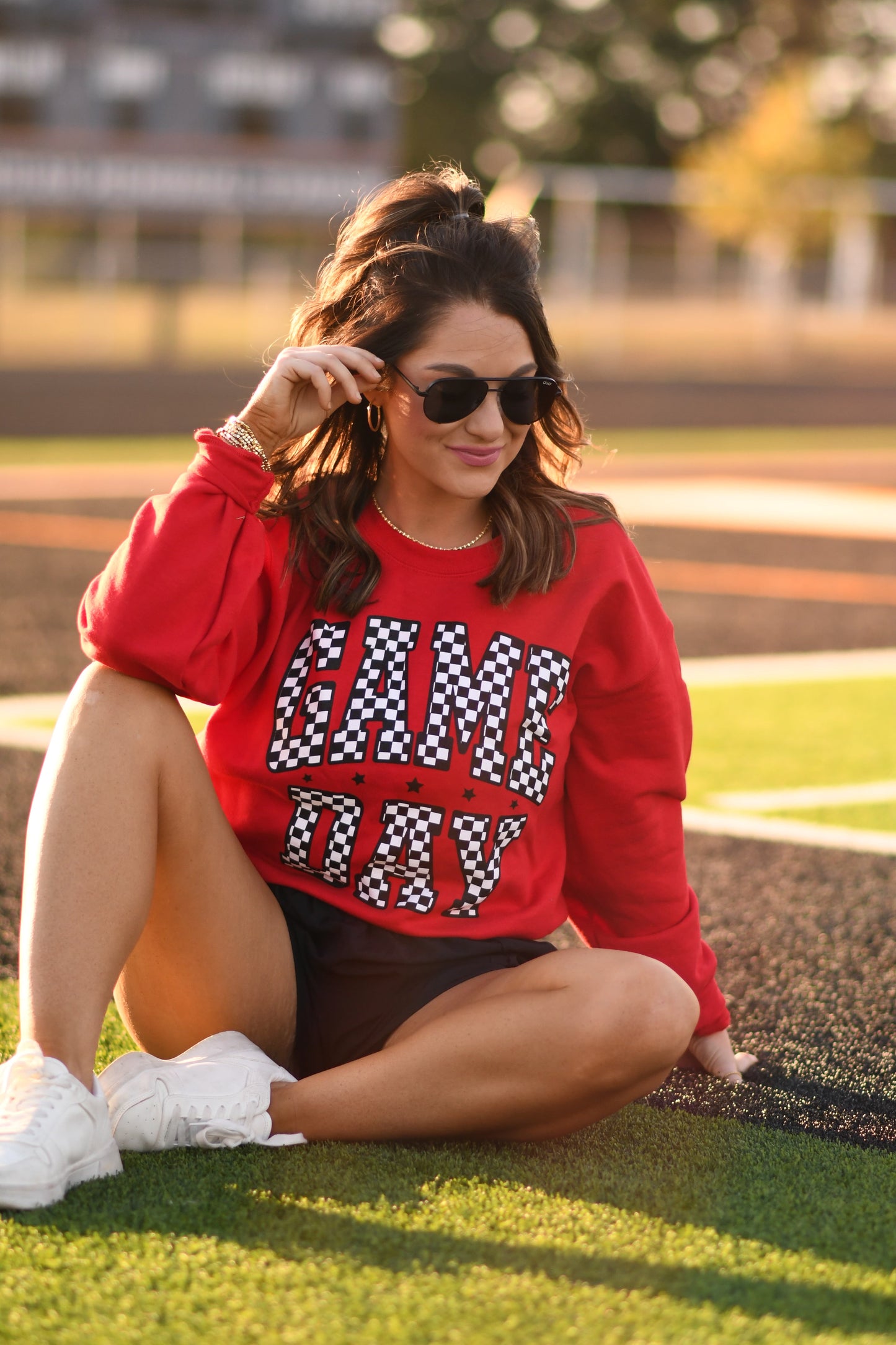 **SALE** RTS Red Checkered Game Day Sweatshirt