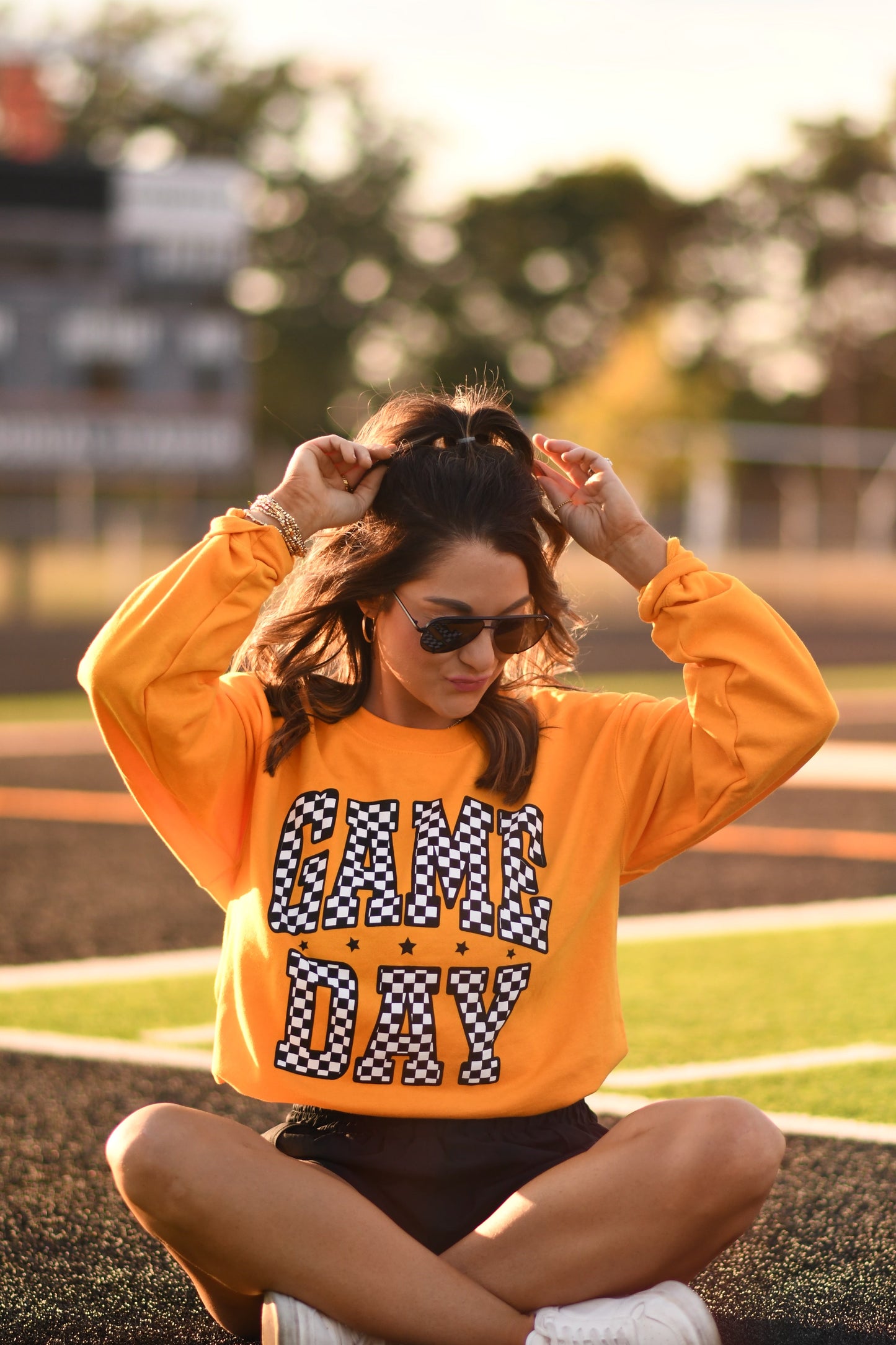 **SALE** RTS Gold Checkered Game Day Sweatshirt