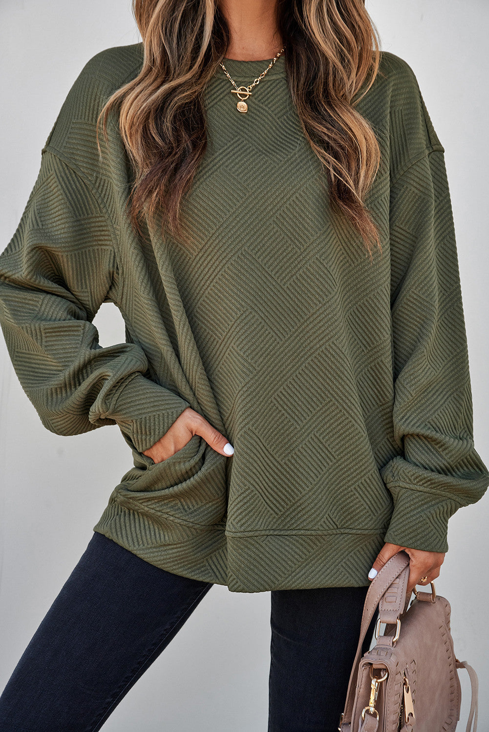 Textured Pocket Pullover