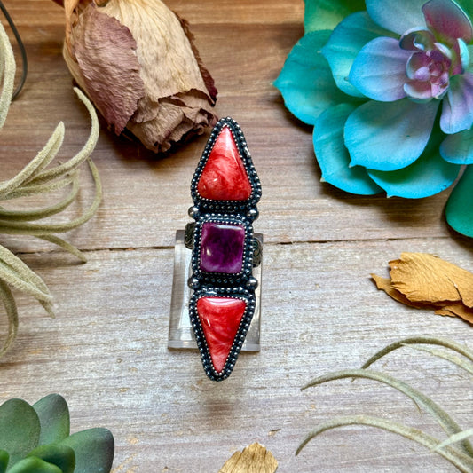 MJ Ring Red & Purple Spiny Ring