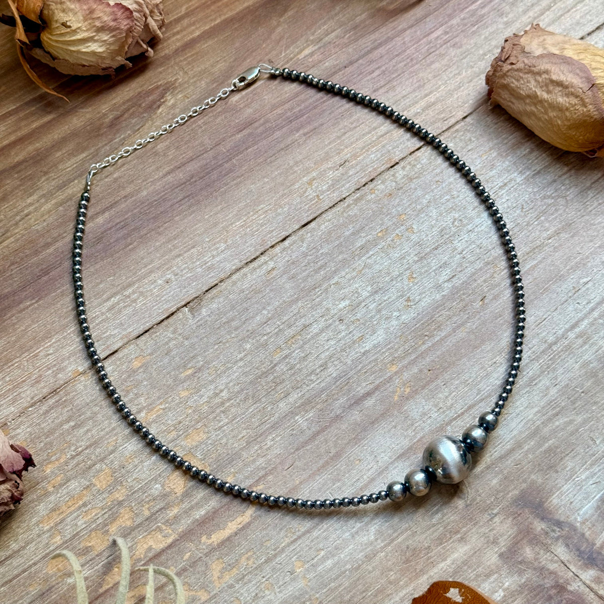 15-Inch 14mm Middle Sterling Silver Pearl Necklace