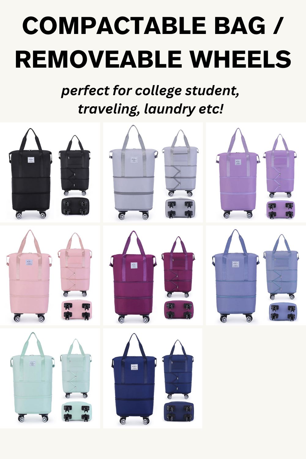 PREORDER: RERUN Compactable Bag with Removable Wheels Bestsellers 12.9.24