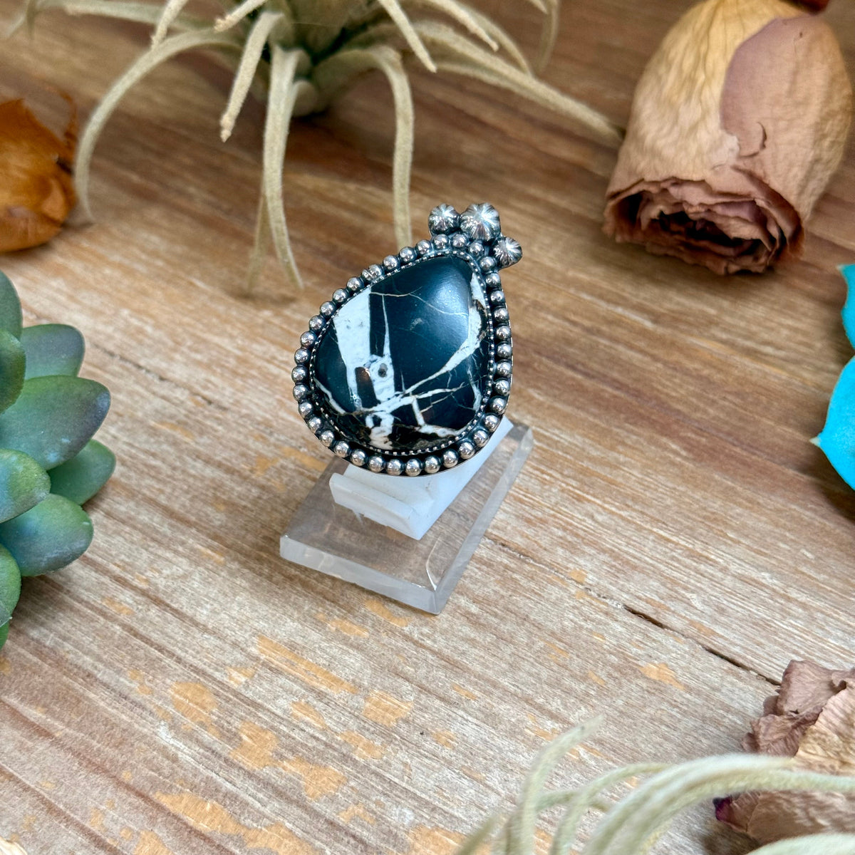 Mj Big White Buffalo Adjustable Statement Ring