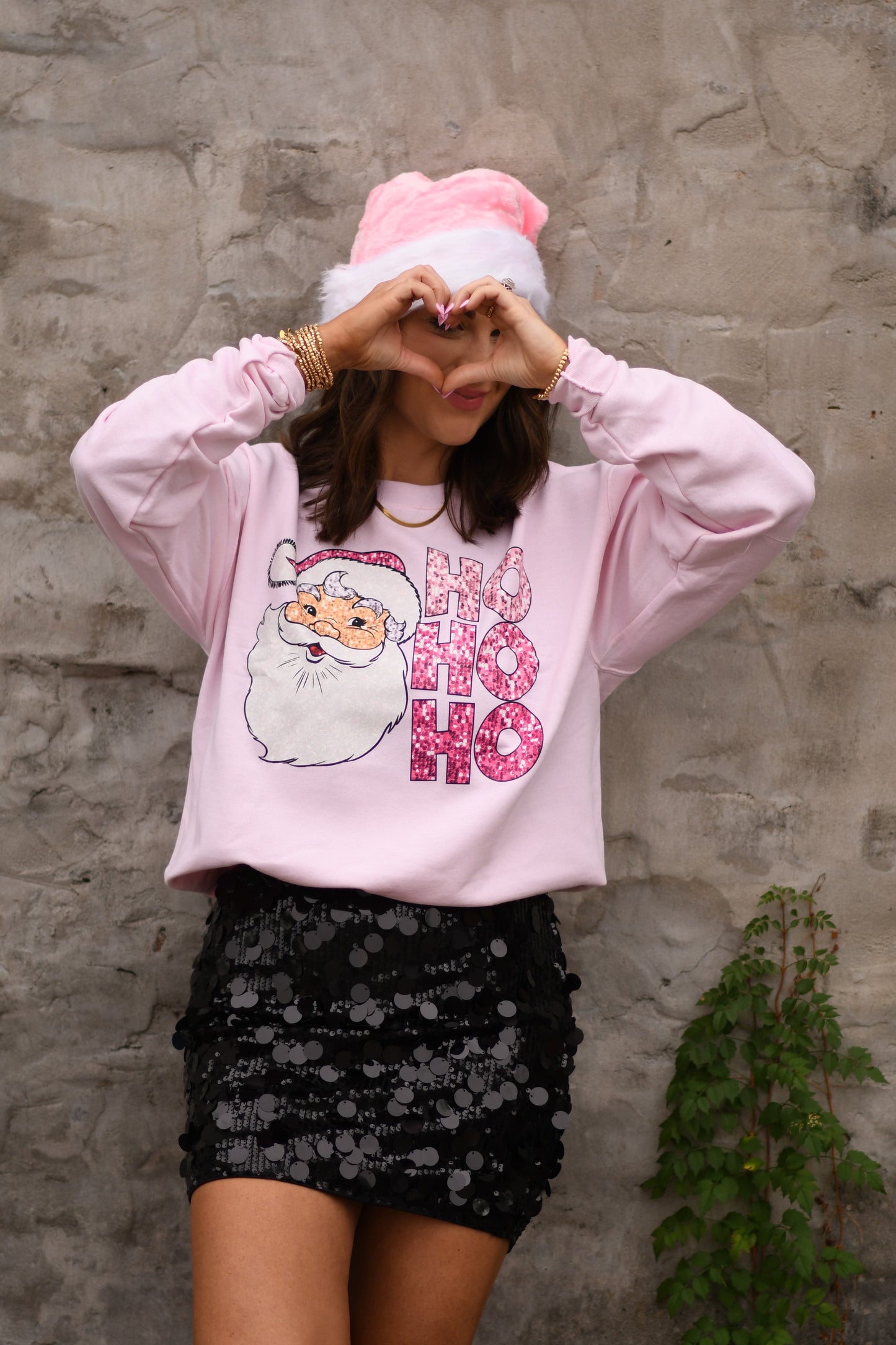 RTS Faux Glitter HO HO HO Sweatshirt