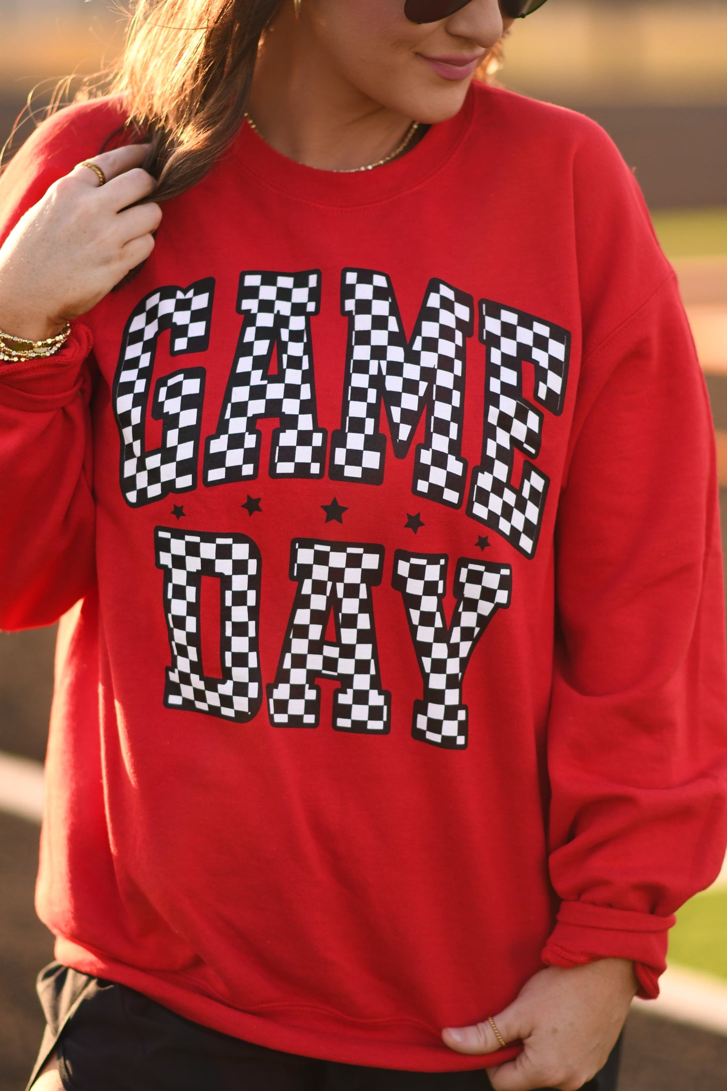 **SALE** RTS Red Checkered Game Day Sweatshirt