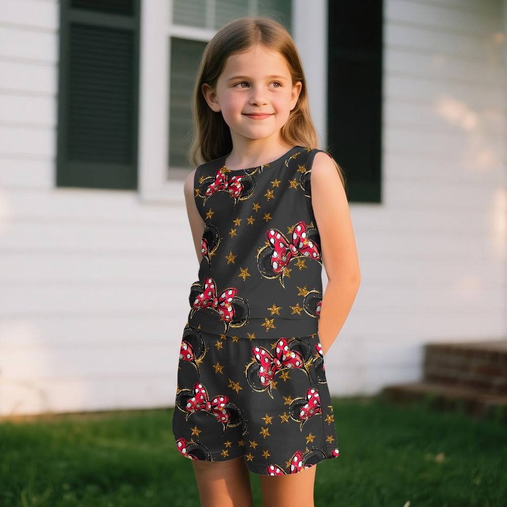 Black Mouse Girls' Sleeveless Top & Shorts Set