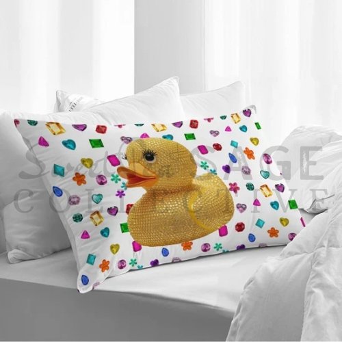 Good Luck Cheer Duck Rhinestones~SweetPea & Sage Cltv Excl~Single Side Printing Pillow Cover （1PC）
