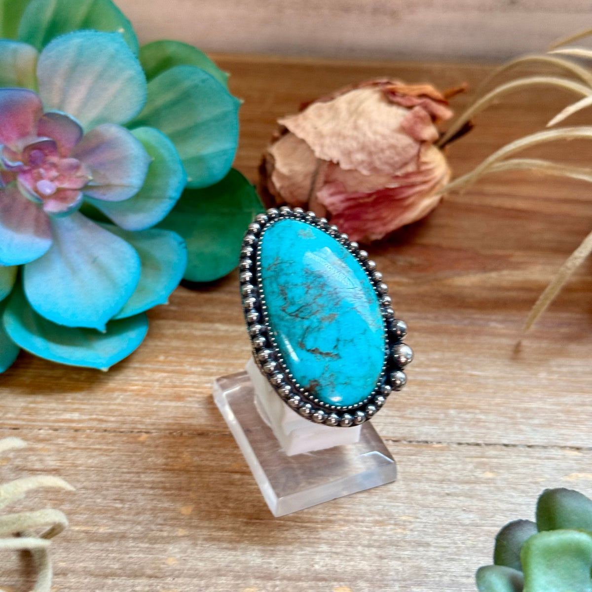 MJ Blue Turquoise Adjustable Ring