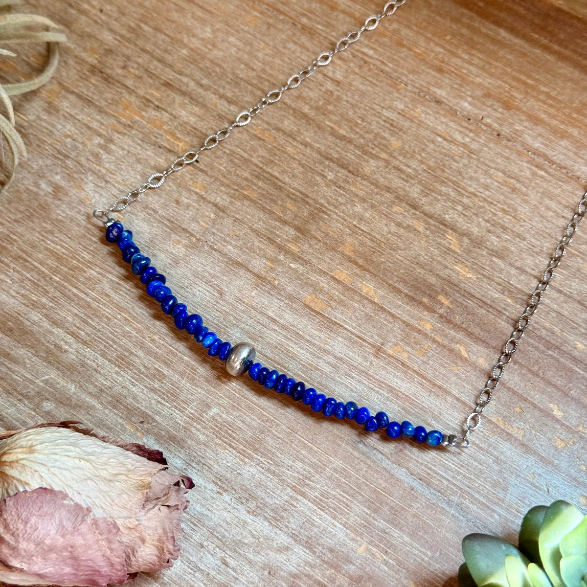 17-Inch Lapis Nugget & Sterling Silver Necklace