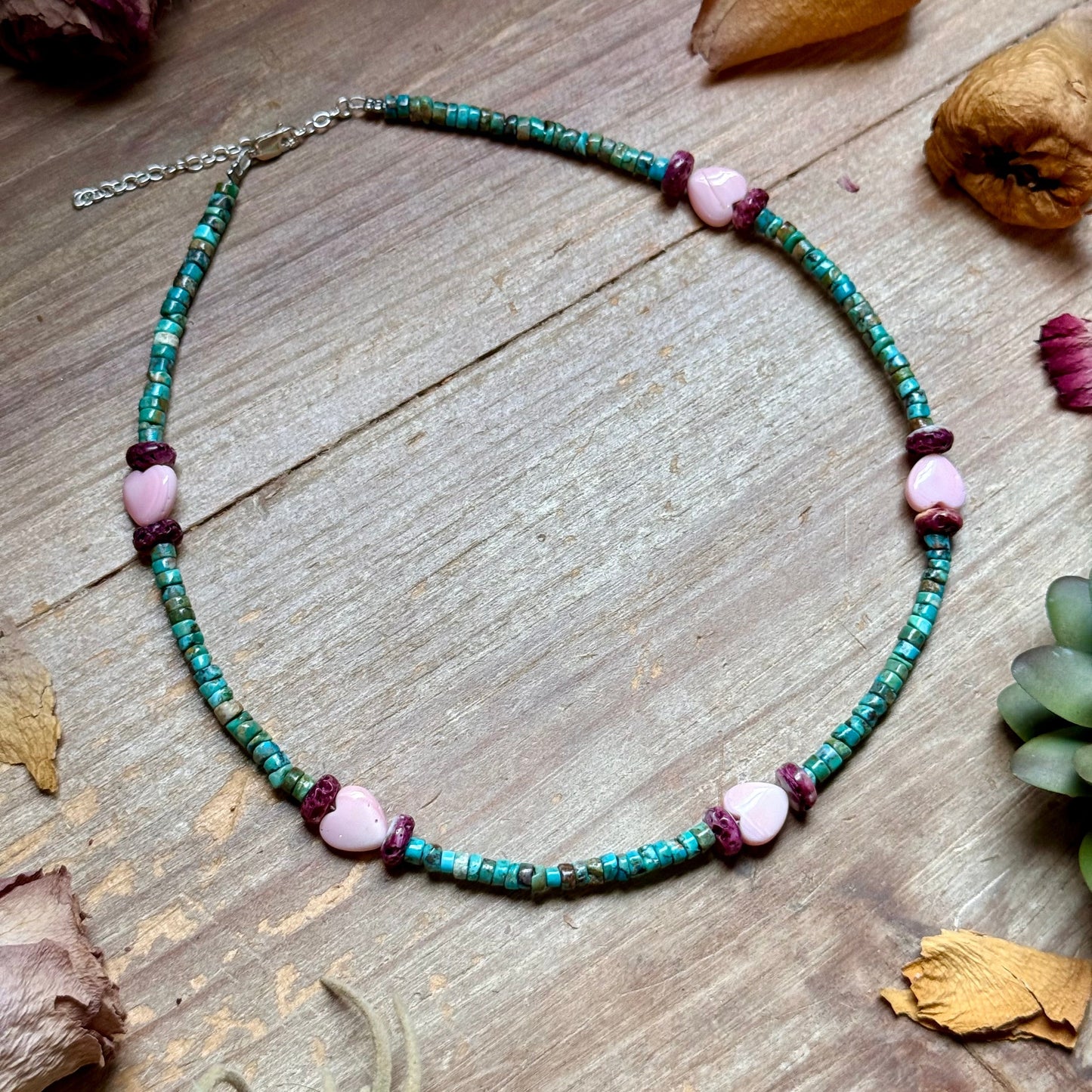 Color Pop Summer Necklace – Turquoise, Purple Spiny & Pink Conch 16"
