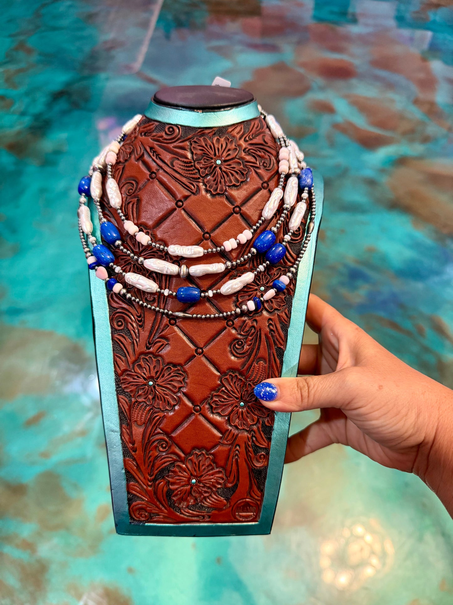 Jaci Pink Conch, Lapis, Freshwater Pearl & Sterling Silver Necklace — Pick Your Favorite