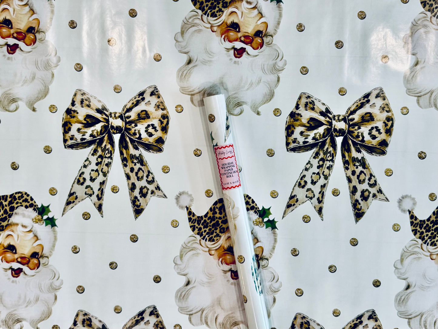 RTS Leopard Santa & Bows Wrapping Paper Roll
