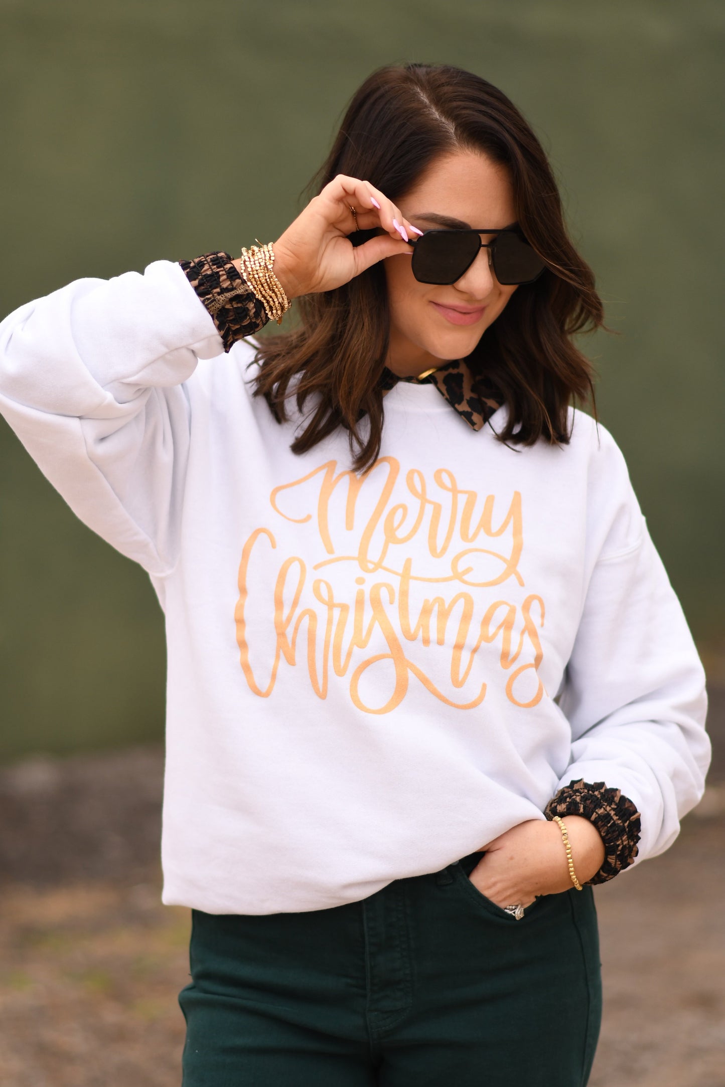 RTS Merry Christmas Glitter Sweatshirt