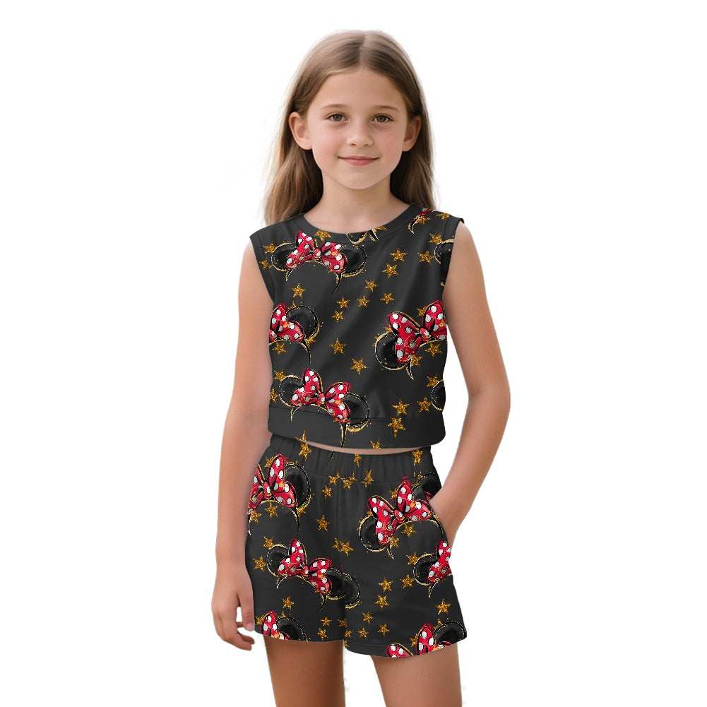 Black Mouse Girls' Sleeveless Top & Shorts Set