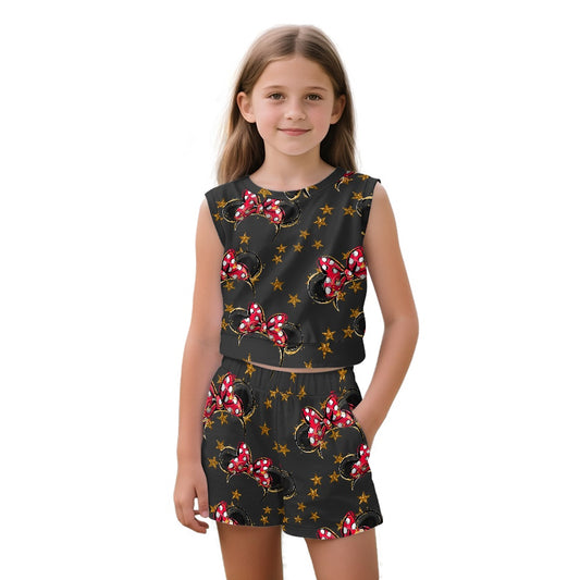 Black Mouse Girls' Sleeveless Top & Shorts Set