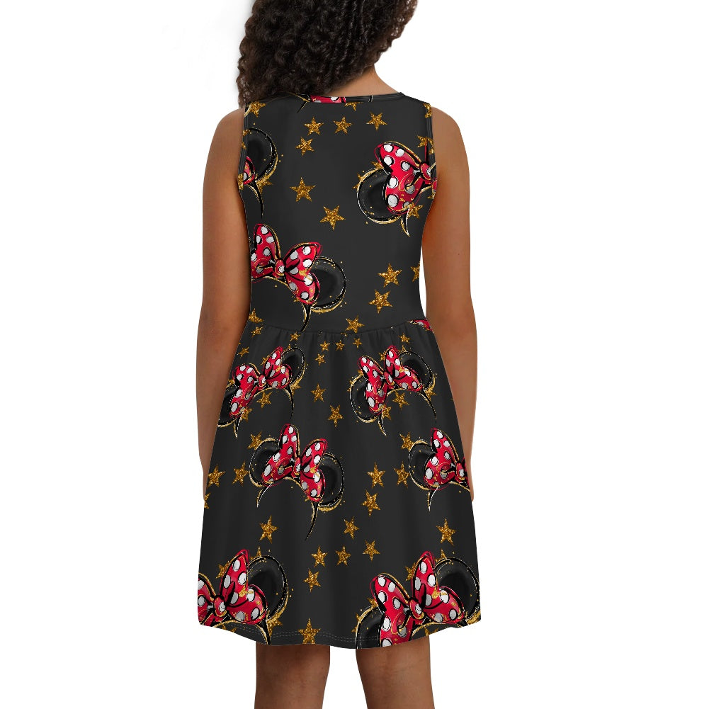 Black Mouse Girls' Dress with Pockets